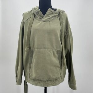 American Eagle Outfitters Canvas Hooded Pullover Sweatshirt Olive Green M